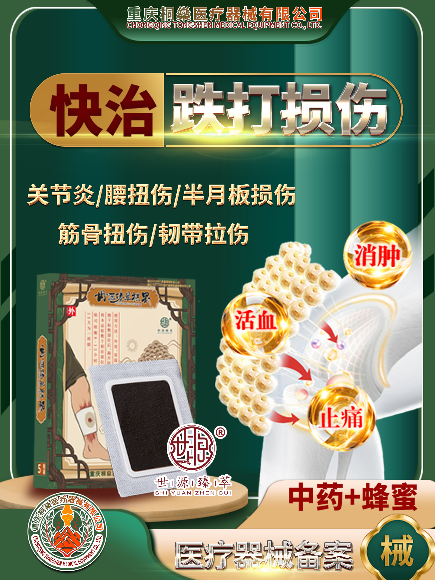 跌打损伤—世源臻萃中药蜂蜜膏贴